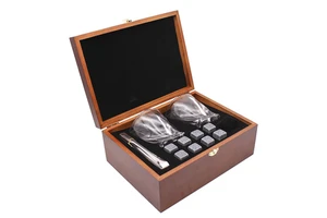 RTS Wholesale Promotional Gift Set 8pcs Whiskey Chill Rock Stone Whiskey Set of 2 Glass Cup for Father's Day Gift