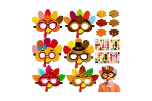 Thanksgiving Crafts for Kids Fall Party Favors Classroom Activities Supplies in Bulk Felt Turkey Masks DIY Arts Kit