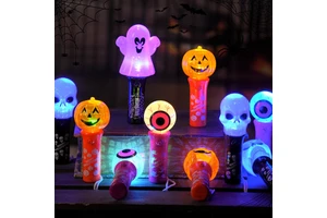 Halloween Glowing Hand-cranked Stick Festival Toy Pumpkin Ghost Shape Festival Gifts Halloween Children Props