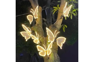 Outdoor Waterproof Garden Wedding Decoration Hanging 3D Led Simulated Dynamic Lighted Butterfly Christmas Motif Light For Diwali