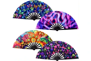 Personalized Large Small Big Woven Craft Painted Music Bamboo Hand Fans Chinese Fan Hand Folding Custom Hand Fan Halloween