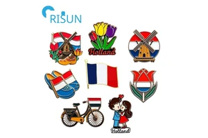 Manufacture Metal Custom Dutch Souvenir Netherlands Country Flag Pin Badge Emblem Customized Holland Windmill Tulip Bike Pin