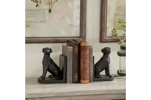 AK Brass Dogs Metal Bookends in Black Finished Set Of 2 High Quality Piece For Library Decor
