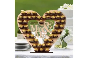 R And Mrs Wooden Ferrero Rocher Stand Heart Shape Wedding Candy Display Holder Party Dessert Decoration