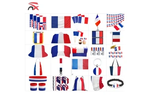 Custom France Football Fan Flag Set Promotional Gifts National Flag Wig Bag Face Paint Cape Flag Headband Caps for National Day
