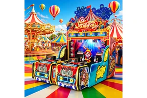 LEON SHOOTING CARNIVAL Coin Operated Gun Shooting Simulator 2-4 Player Multiplayer Level Challenge Metal Arcade Machine Flashing