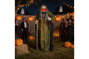 2026 Indoor Home Halloween Decoration Sound Sensor 160cm Creepy Standing Witch Animated Halloween Prop