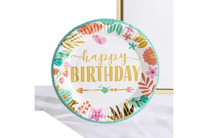Modern Disposable Paper Plates for Children's Birthday Parties Picnic Cake Tableware UV Printing-High Quality Dessert Table