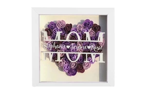 UIONEN Customized Personalized Classic Resin Flower Shadow Box Mother's Day Rose Gift for Mom Eternal Flower Gift