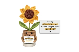 Gifts for Mom from Daughter Son Women Birthday Gifts for Moms Mothers - Positive Crochet Sunflower Handmade mom Crochet Gift