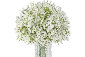 10pcs White Baby Breath Artificial Flowers Wedding Bridal Bouquet Centerpiece Home Decor Valentine's Day Floral Arrangement