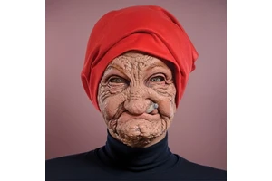 Funny Smoking Granny Old Nana Latex Mask Lady Grandma With Wrinkled Face and Red Scarf Masks Halloween Party Costume Props
