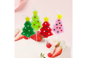 Colorful Eco-Friendly Paraffin Wax Christmas Tree Shaped Birthday Cake Candles For Parties Home Decoration Easter New Year