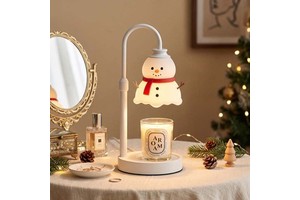 Christmas Snowman Candle Warmer Lamp Adjustable Height Candle Melter Lamp Flame-Free Aromatherapy Lamp For Holiday Gift