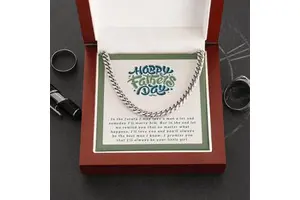 Classic Personalized Copper Cuban Chain Pendant Party Supplies with Gift Box Message Card-Father's Day Gift for My Father UIONEN