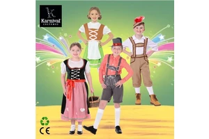 ODM Wholesale Children's for Bavarian Halloween Costume Boy Lederhosen Pink Shirt Hat German Beer Festival Factory Direct