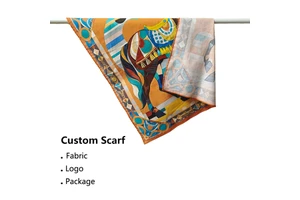 90*90cm Satin Square Cartoon Turban Headband and Bag Decoration Personalized Sweet New Style Novelty Gifts for Mother's Day