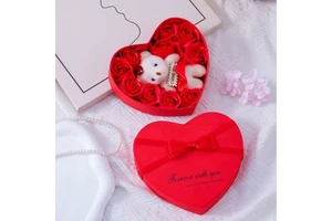 Valentines Day Gift for Her Gift Box with Bear Soap Rose Flower Romantic Gift Home Party Decor
