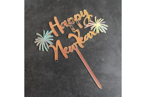 Hot Sale Acrylic Colorful Happy New Year Cake Topper Festival New Year's Eve Theme Party Cake Decoration Supplies for Christmas
