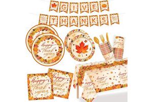 New Thanksgiving Maple Leaf Tableware Thanksgiving Disposable Paper Plate Napkin Banner Bunting Tablecloth Thanksgiving Decor