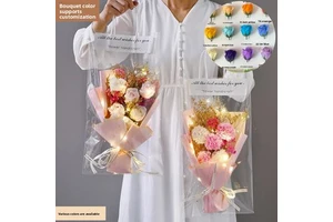 New Led Flowers Bouquet Valentine's Day Gift Ideas 7-Rose Soap Sunflower Finished Product Women's Day Creative Gifts