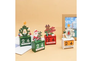 Cross-border Christmas Gifts Wooden Toy Calendar Desktop Ornament Santa Claus Christmas Tree Decorations-Wholesale Available