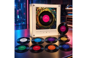 Hot-selling Custom NFC Music Fridge Magnet Acrylic Rotating Record Night Light Personalized Photo Album Refrigerator Magnet Gift KPOP BTS BT21 Anime IP