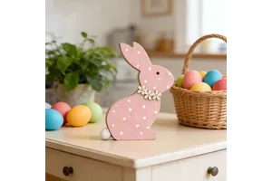 New Easter Wooden Crafts Rabbit Party Ornaments Nordic Home Decorations Indoor