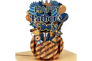 Custom Paper Love Wholesale Happy Fathers Day Pop up Card Gift for Dad Husband Son Anyone 5" X 7" Cover Envelope & Note Tag