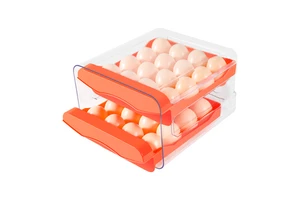 32 Capacity 2-Layers Drawer Type Kitchen Refrigerator Egg Organizer Plastic Eggs Trays Stackable Plastic Egg Storage Box