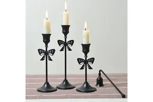 Scandinavian Luxury Bow Candle Holder With A Festive Christmas Wedding Restaurant Home Decor Long Rod Candle Holder