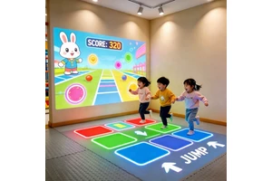 Indoor Amusement Park L Shaped Interactive Wall Floor Projection Kids Ball Touch Sports Games