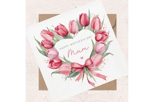 Custom Mother Day Greeting Card Watercolor Style Tulip Theme Blessing Gift For Mom Festival