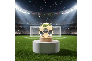 Wholesale Wooden LED Base with Crystal Ball Global Football Event Decoration Gift Fashion Trend Crafts for Christmas Holiday