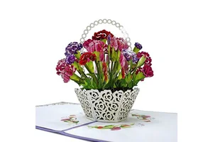 Manufacturer Handmade Paper Flower Vase 3d Pop up Card OEM or ODM with Note and Envelope Custom