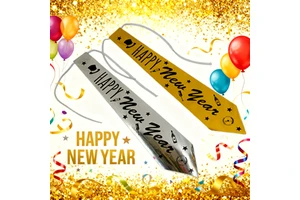 New Year Party Tie Accessories 6-A-Pack Cross-Border Holiday Props Printing Etiquette Belt Arrow-Shaped Paper Jam