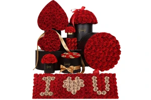 Customized Logo Immortal Infinity Eternal Forever Stabilized Preserved Roses In Round Square Heart Box For Valentines Day Gift