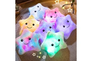 Valentine's Day Glowing Star Shaped LED Light Toy Creative Luminous Baby Bed Pillows Stuffed Twinkle Star Night Light Up Pillow