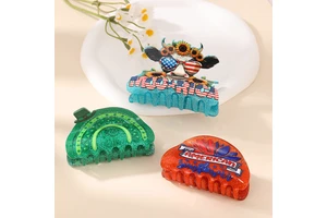 Festival Themed Glitter Acetate Eco-Friendly Hair Claw Clips Cute Holiday Pattern Strong Hold Fashion Party Hair Accessories for
