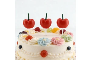 Cute Cherry Shaped Birthday Candles | Fruit Themed Cake Toppers for Kids' Birthday & Party Decorations