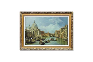 Museum Quality Hand Painted Rococo Canaletto Famous Art Reproduction Classical Venice Building Painting