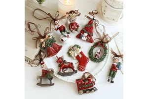 New Product Christmas Decoration Nordic Retro Christmas Tree Decoration Resin Elf Bell Trojan Horse Pendant