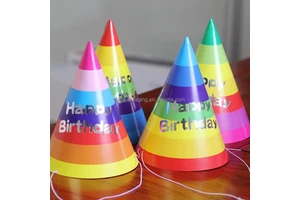 Cartoon Colorful Birthday Cone Hat for Kids First Packaging Produce Party Hat for Christmas and Easter Occasions