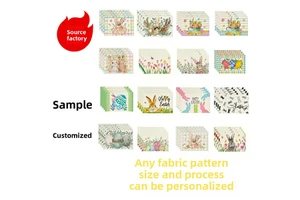 Cross-border Easter Bunny Placemat Holiday Party Table Decor Linen Printed Heat-Resistant Coaster China Model 1006Wholesale
