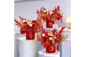 2025 Vietnamese New Year's Eve Party Decor Artificial Flower for Happy Chinese Snake Lunar New Year's Decorate With Lanterns