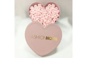 Personalized Luxury Embossing Gold Stamping Logo Pink Cardboard I Love You Heart Shape Rose Flowers Gift Box Eco-Friendly
