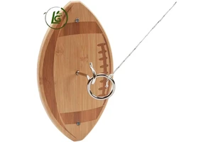 Christmas Natural Bamboo Wood Hook And Ring Toss Game With Long Board