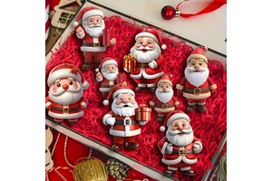 Funny Santa Claus Wooden Christmas Tree Ornaments Set 12 Cute 2D Flat Hanging Decorations Factory for Holiday Party Favors Home