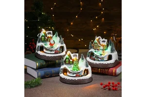 New Glow with Rotating Little Train Resin Ornaments Decorations Gift Music Box Christmas Products