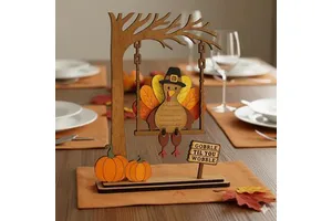 2026 Customized Wooden Swingin' Thanksgiving Turkey Decor Set Thanks Autumn Turkey Pumpkin Truck Pilgrims Centerpieces Ornament